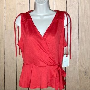 Meraki | NEW Red Sleeveless Wrap Front Top Large